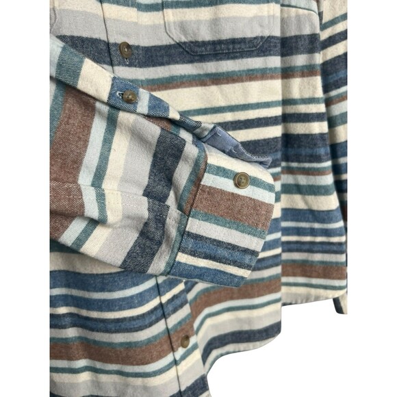 LL Bean Shirt Mens Large Flannel Serape Chamois Southwest Stripe Blanket Shacket - Picture 7 of 14